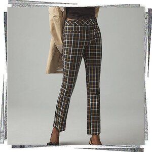 Black, White & Gold Plaid "The Essentials" Slim Kick-Flare Pants (4)